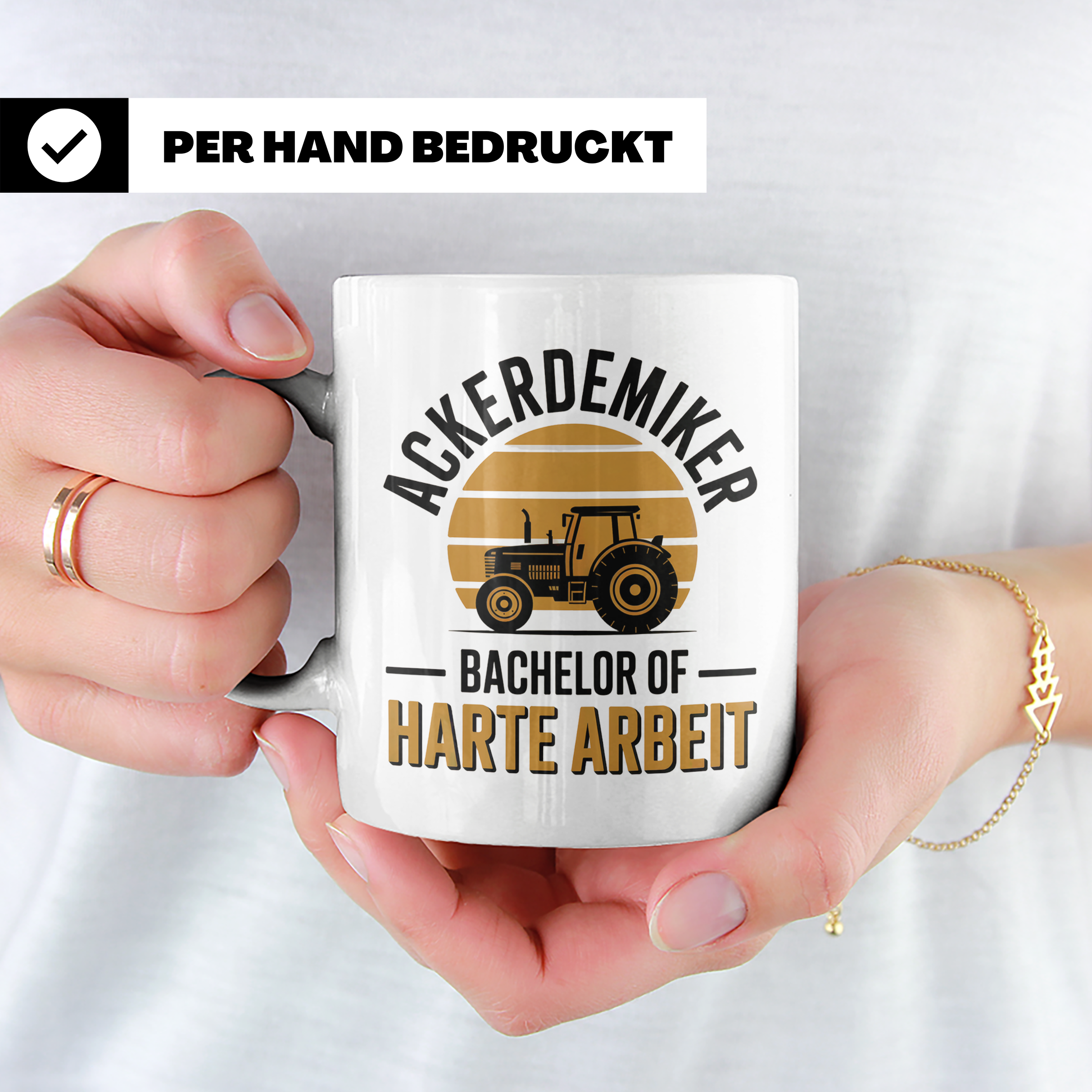 Ackerdemiker Tasse - Bachelor Harte Arbeit - Traktor Landwir – Weiß [farbe:weiß]