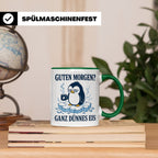 Pinguin Tasse Guten Morgen ganz dünnes Eis - Lustiges Gesche – Grün [farbe:grün]