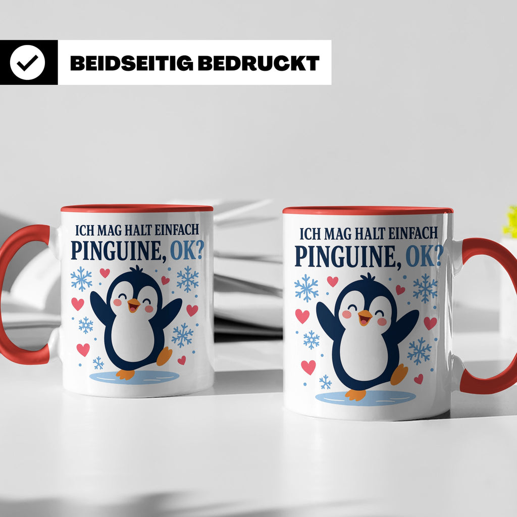 Pinguin Tasse Ich mag halt einfach Pinguine ok - Süßes Gesch – Rot [farbe:rot]