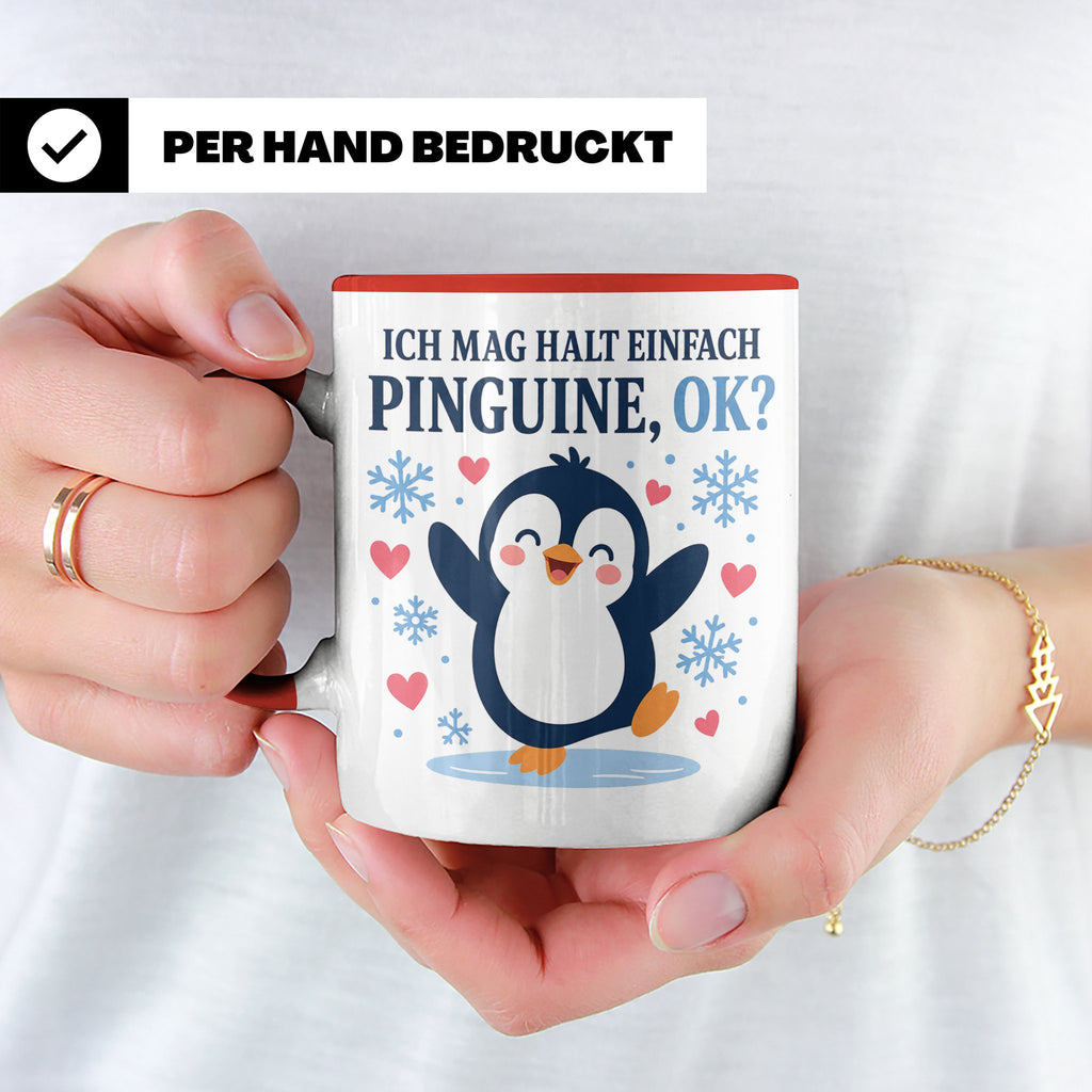 Pinguin Tasse Ich mag halt einfach Pinguine ok - Süßes Gesch – Rot [farbe:rot]