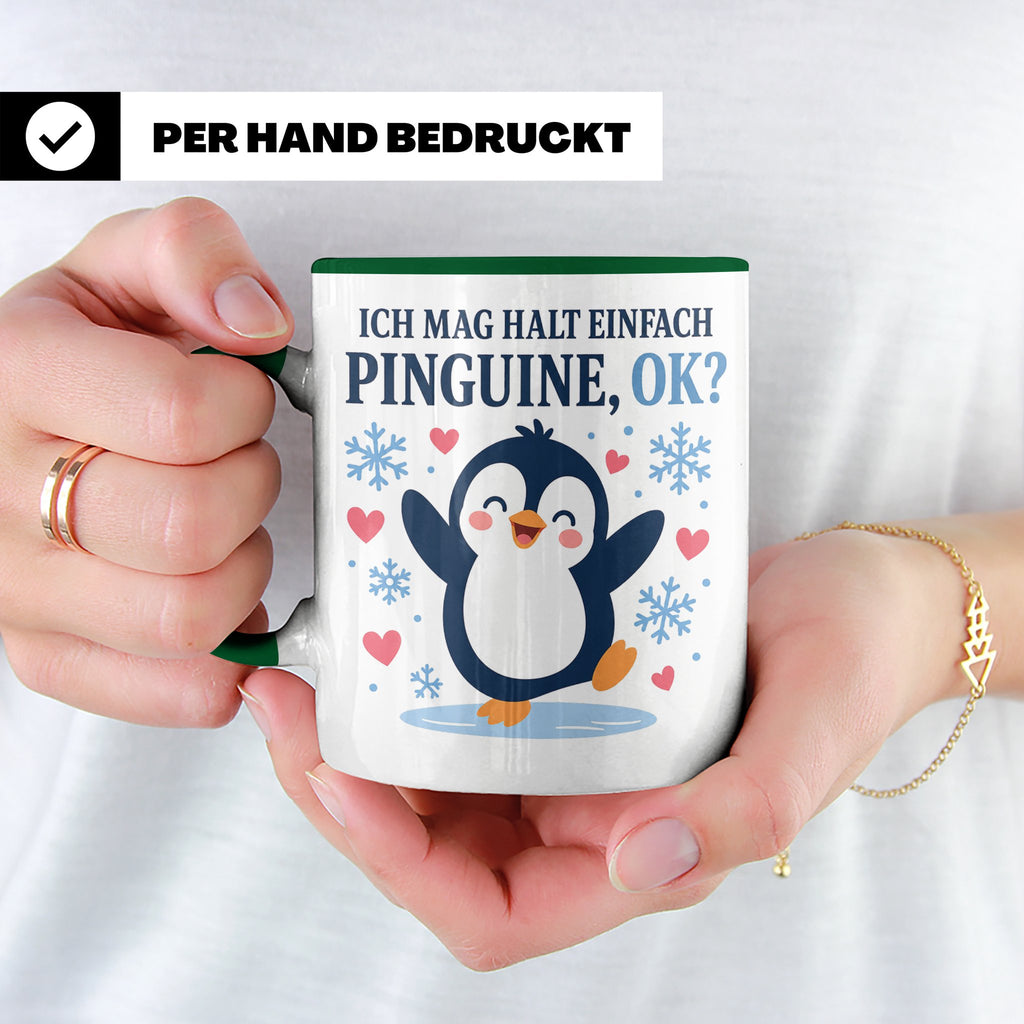 Pinguin Tasse Ich mag halt einfach Pinguine ok - Süßes Gesch – Grün [farbe:grün]
