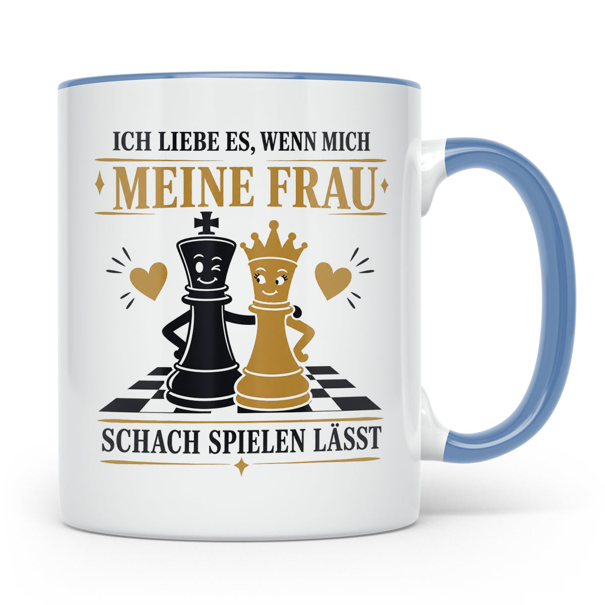Schach Tasse Ich liebe es wenn mich meine Frau Schach spiele – Blau [farbe:blau]
