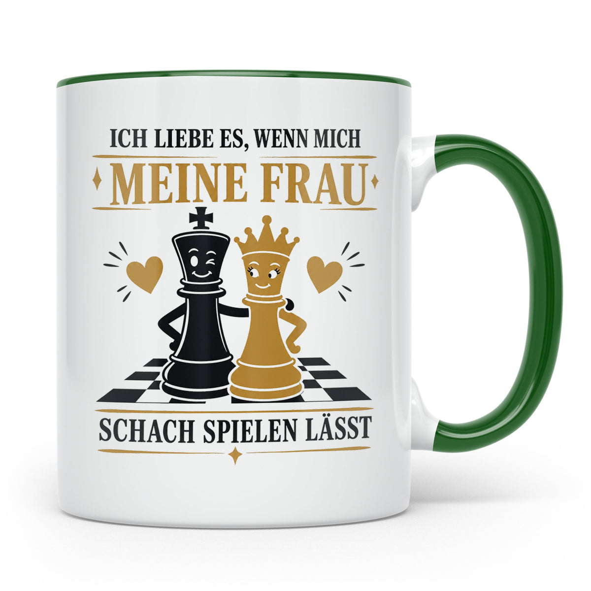 Schach Tasse Ich liebe es wenn mich meine Frau Schach spiele – Grün [farbe:grün]