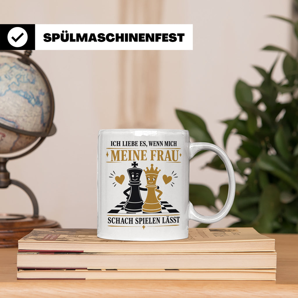 Schach Tasse Ich liebe es wenn mich meine Frau Schach spiele – Weiß [farbe:weiß]