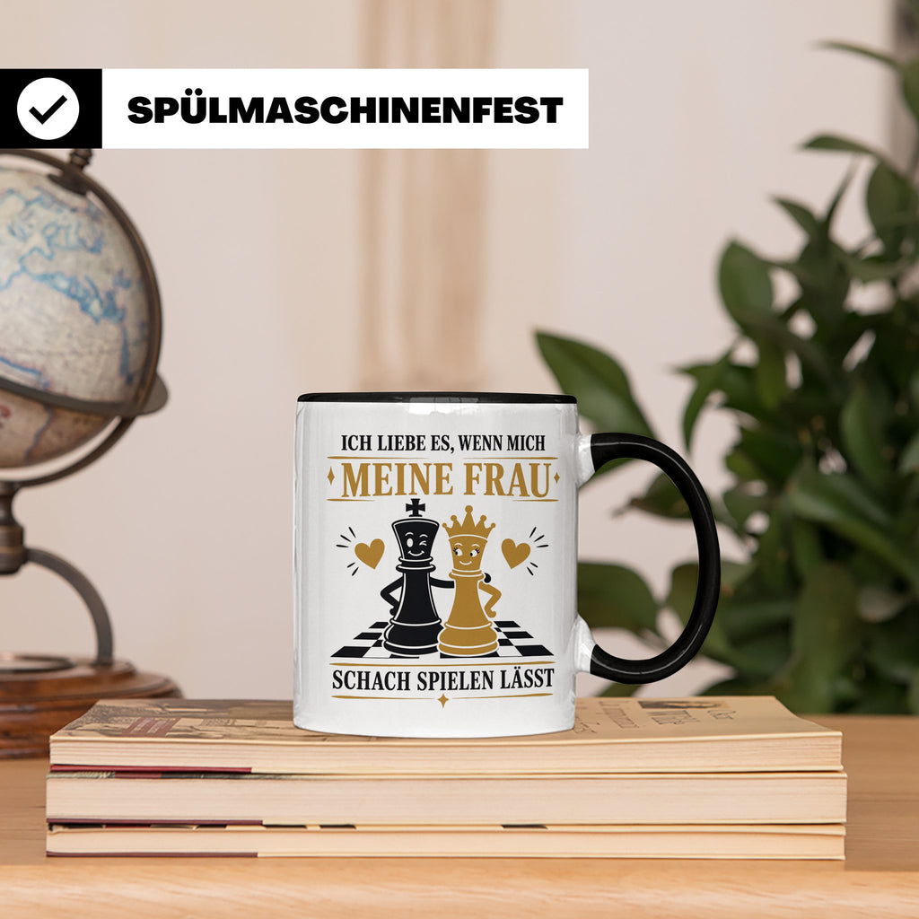 Schach Tasse Ich liebe es wenn mich meine Frau Schach spiele – Schwarz [farbe:schwarz]