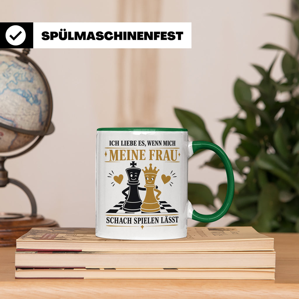 Schach Tasse Ich liebe es wenn mich meine Frau Schach spiele – Grün [farbe:grün]