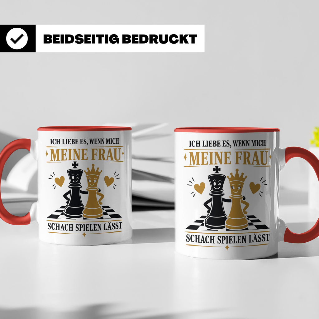 Schach Tasse Ich liebe es wenn mich meine Frau Schach spiele – Rot [farbe:rot]