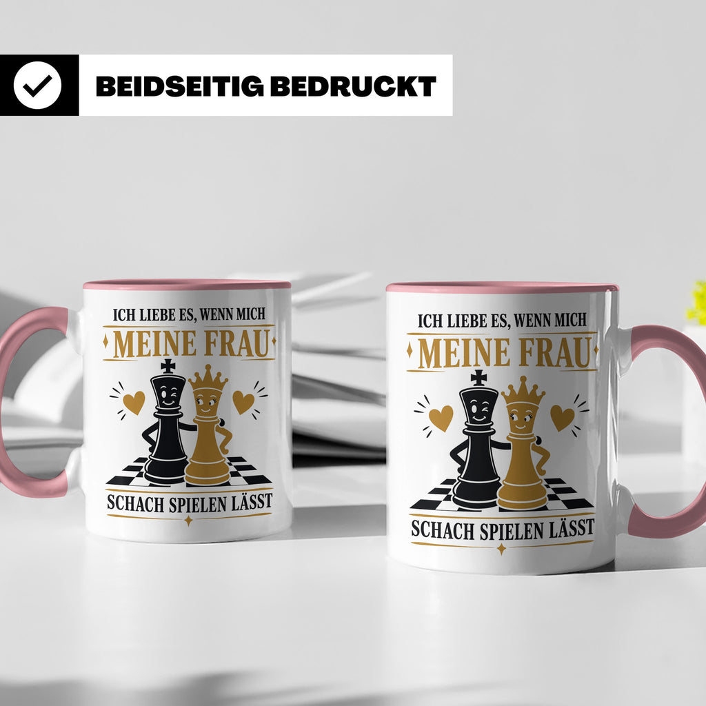 Schach Tasse Ich liebe es wenn mich meine Frau Schach spiele – Rosa [farbe:rosa]