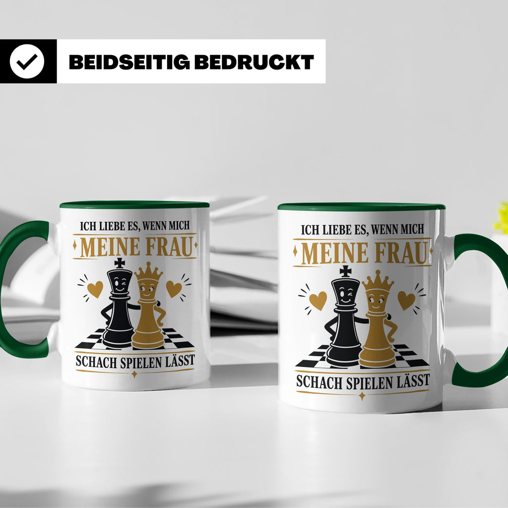 Schach Tasse Ich liebe es wenn mich meine Frau Schach spiele – Grün [farbe:grün]