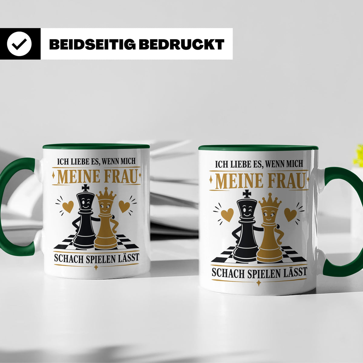 Schach Tasse Ich liebe es wenn mich meine Frau Schach spiele – Grün [farbe:grün]