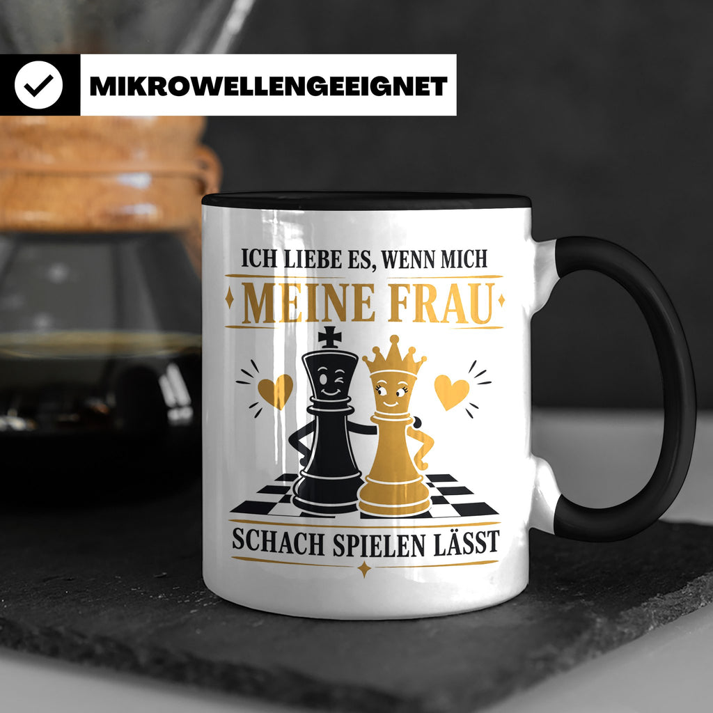 Schach Tasse Ich liebe es wenn mich meine Frau Schach spiele – Schwarz [farbe:schwarz]