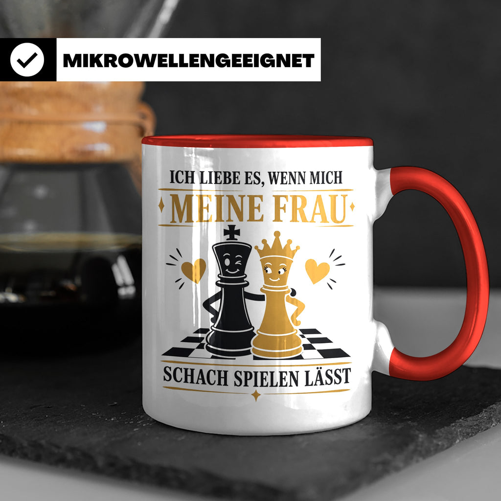 Schach Tasse Ich liebe es wenn mich meine Frau Schach spiele – Rot [farbe:rot]