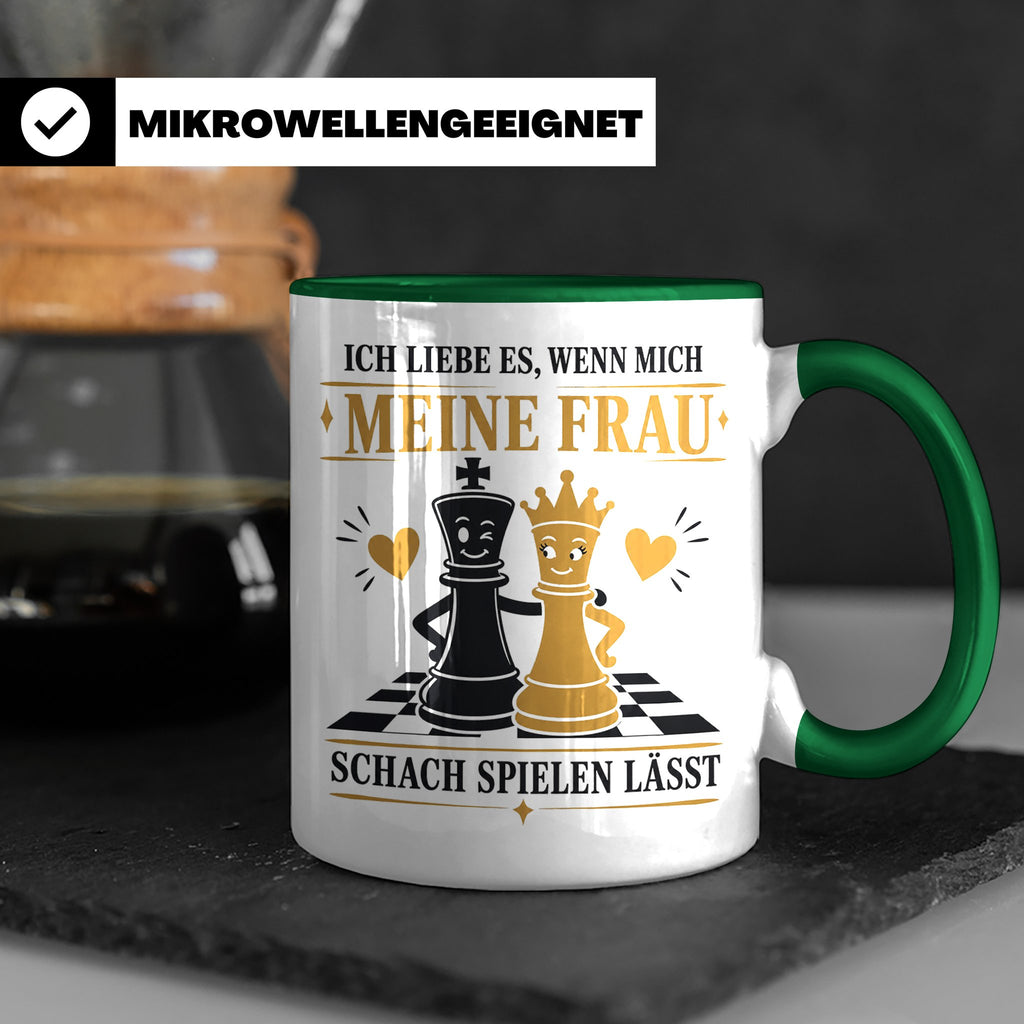 Schach Tasse Ich liebe es wenn mich meine Frau Schach spiele – Grün [farbe:grün]