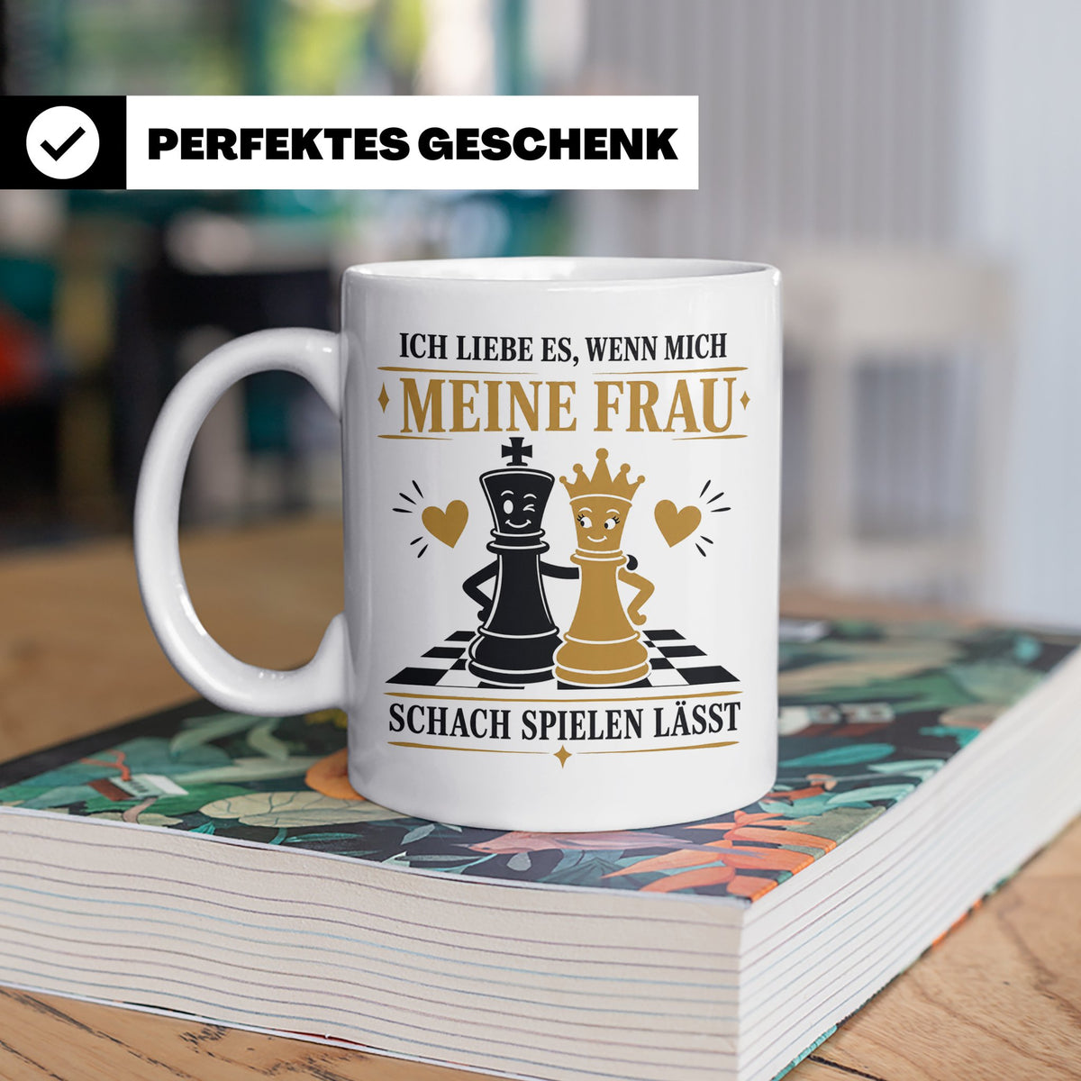 Schach Tasse Ich liebe es wenn mich meine Frau Schach spiele – Weiß [farbe:weiß]