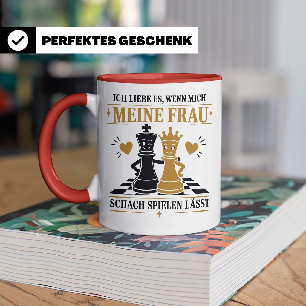Schach Tasse Ich liebe es wenn mich meine Frau Schach spiele – Rot [farbe:rot]