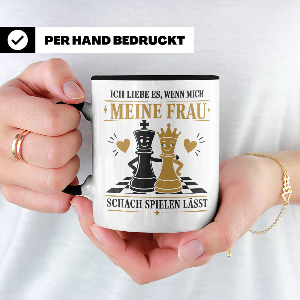 Schach Tasse Ich liebe es wenn mich meine Frau Schach spiele – Schwarz [farbe:schwarz]