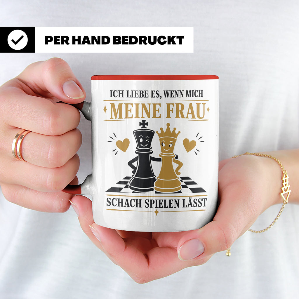Schach Tasse Ich liebe es wenn mich meine Frau Schach spiele – Rot [farbe:rot]
