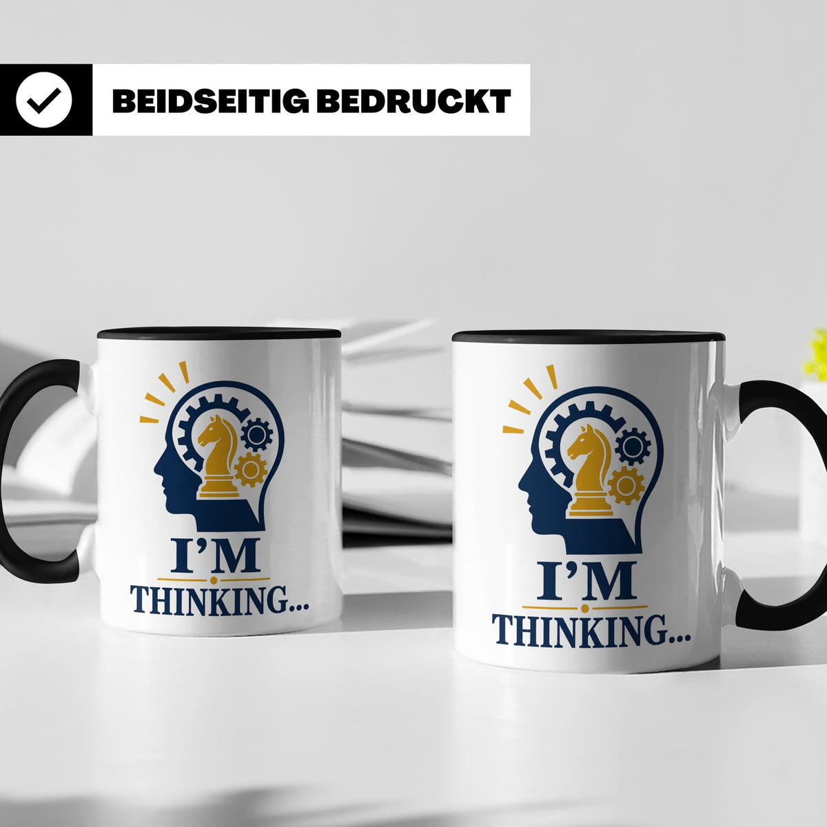 Schach Tasse I'm Thinking - Geschenk für Schachspieler Denks – Schwarz [farbe:schwarz]