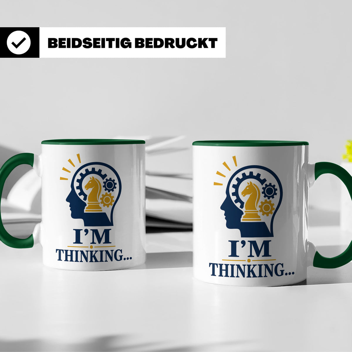 Schach Tasse I'm Thinking - Geschenk für Schachspieler Denks – Grün [farbe:grün]
