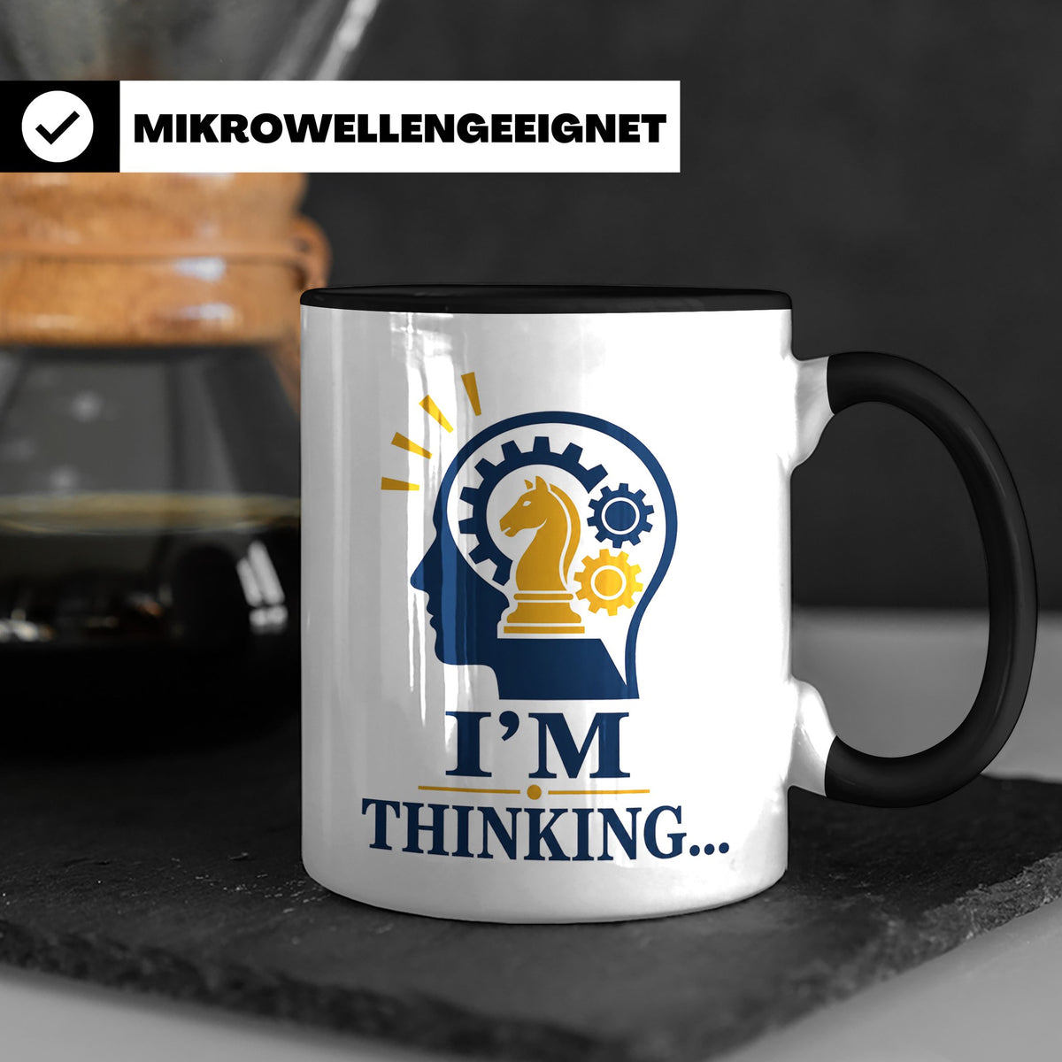 Schach Tasse I'm Thinking - Geschenk für Schachspieler Denks – Schwarz [farbe:schwarz]