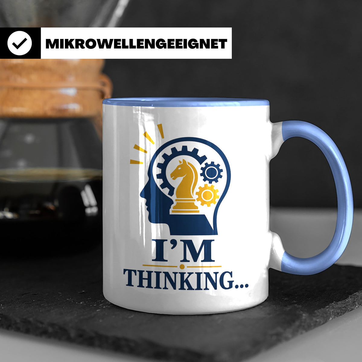 Schach Tasse I'm Thinking - Geschenk für Schachspieler Denks – Blau [farbe:blau]