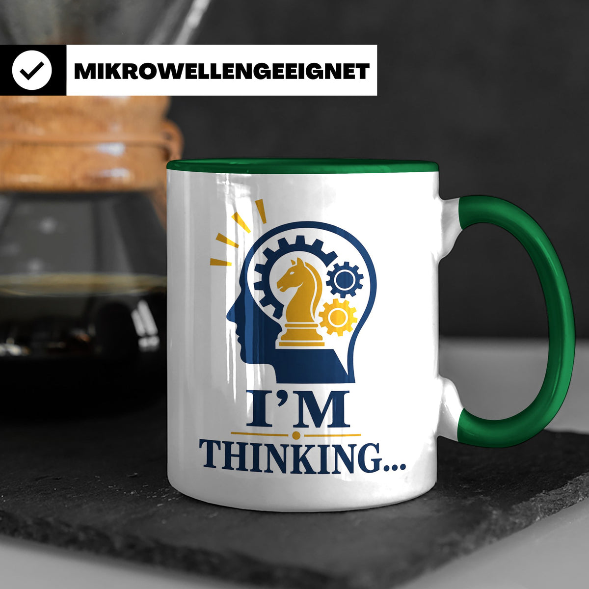Schach Tasse I'm Thinking - Geschenk für Schachspieler Denks – Grün [farbe:grün]