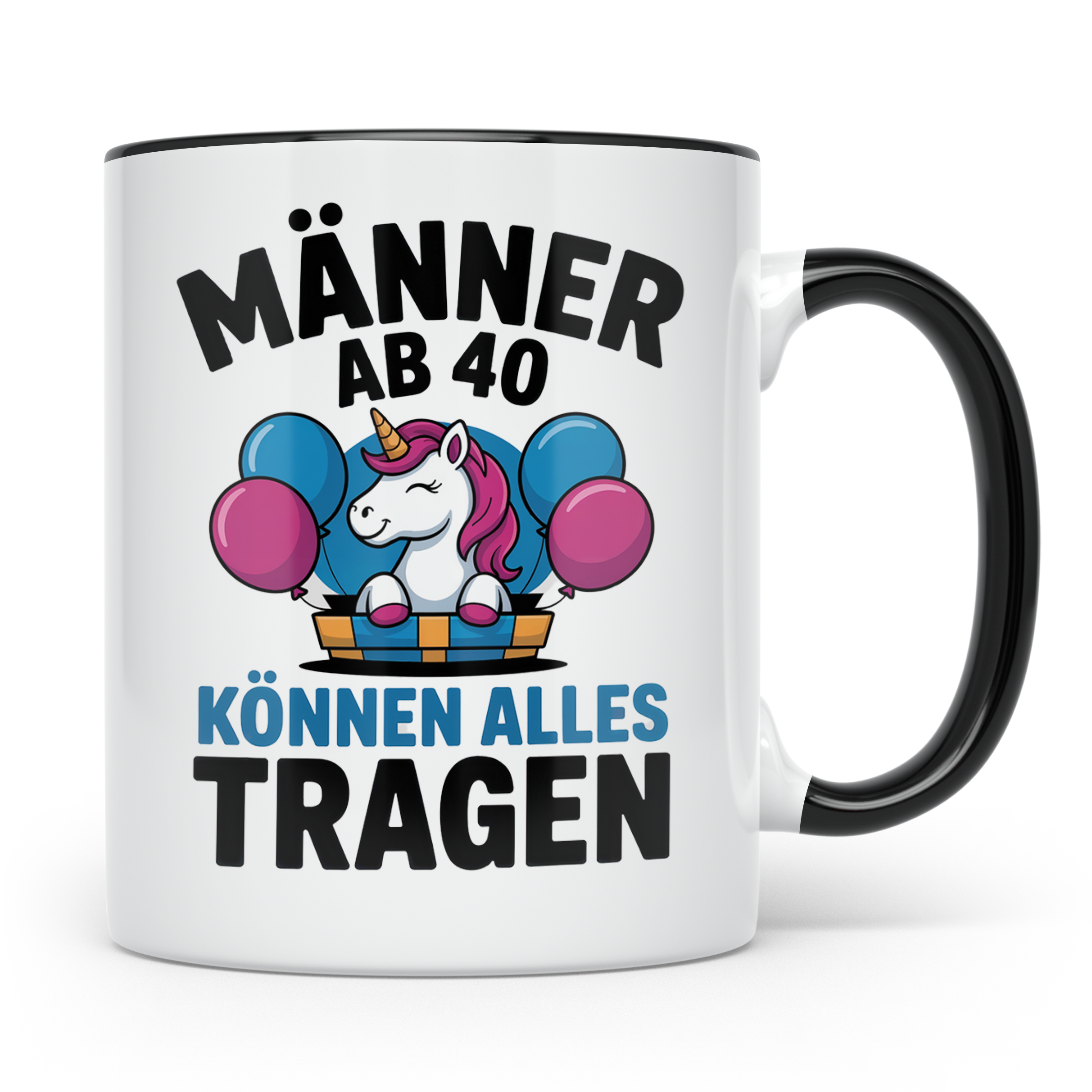 Männer Ab 40 Einhorn Tasse - Geburtstag Geschenkidee für Pap – Schwarz [farbe:schwarz]