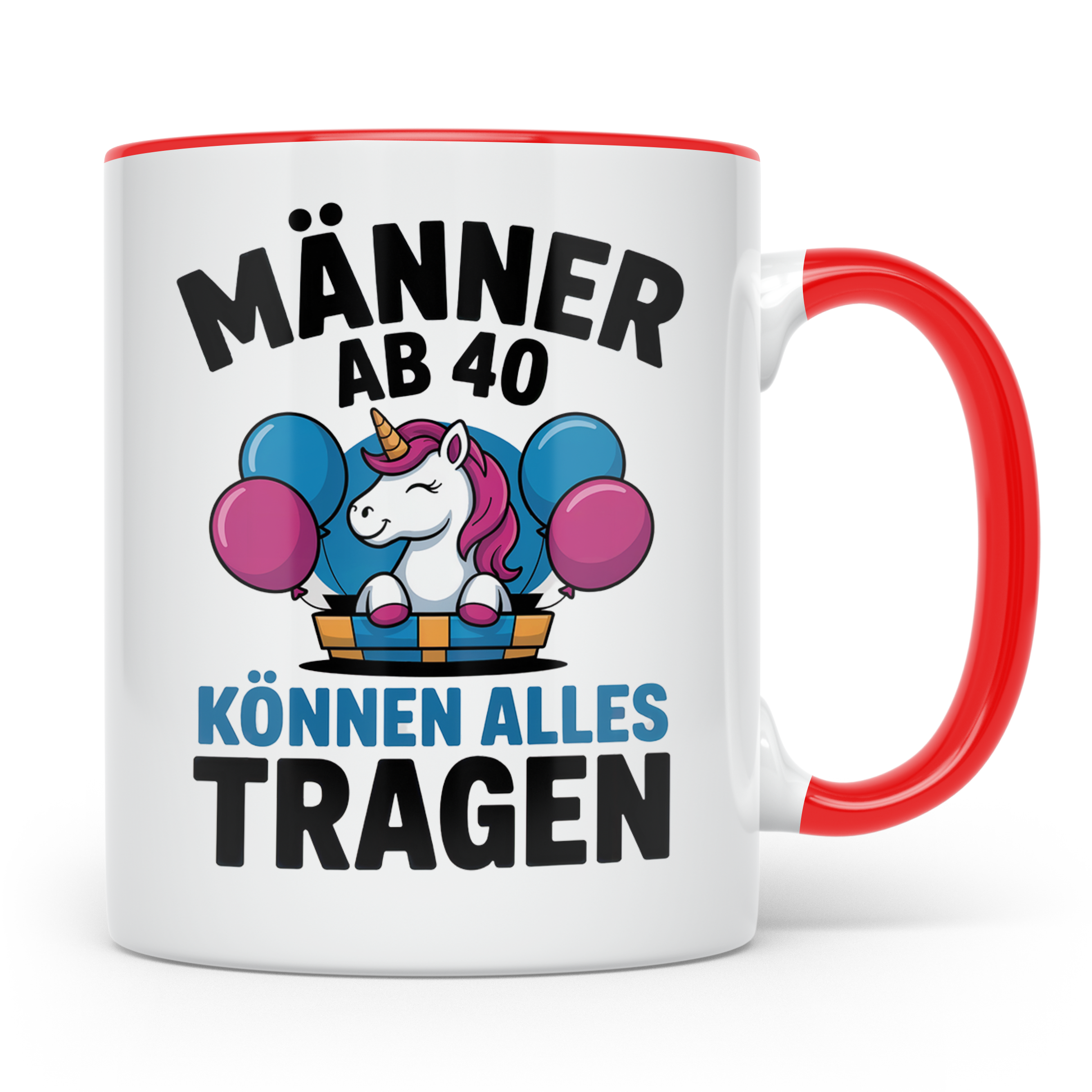 Männer Ab 40 Einhorn Tasse - Geburtstag Geschenkidee für Pap – Rot [farbe:rot]