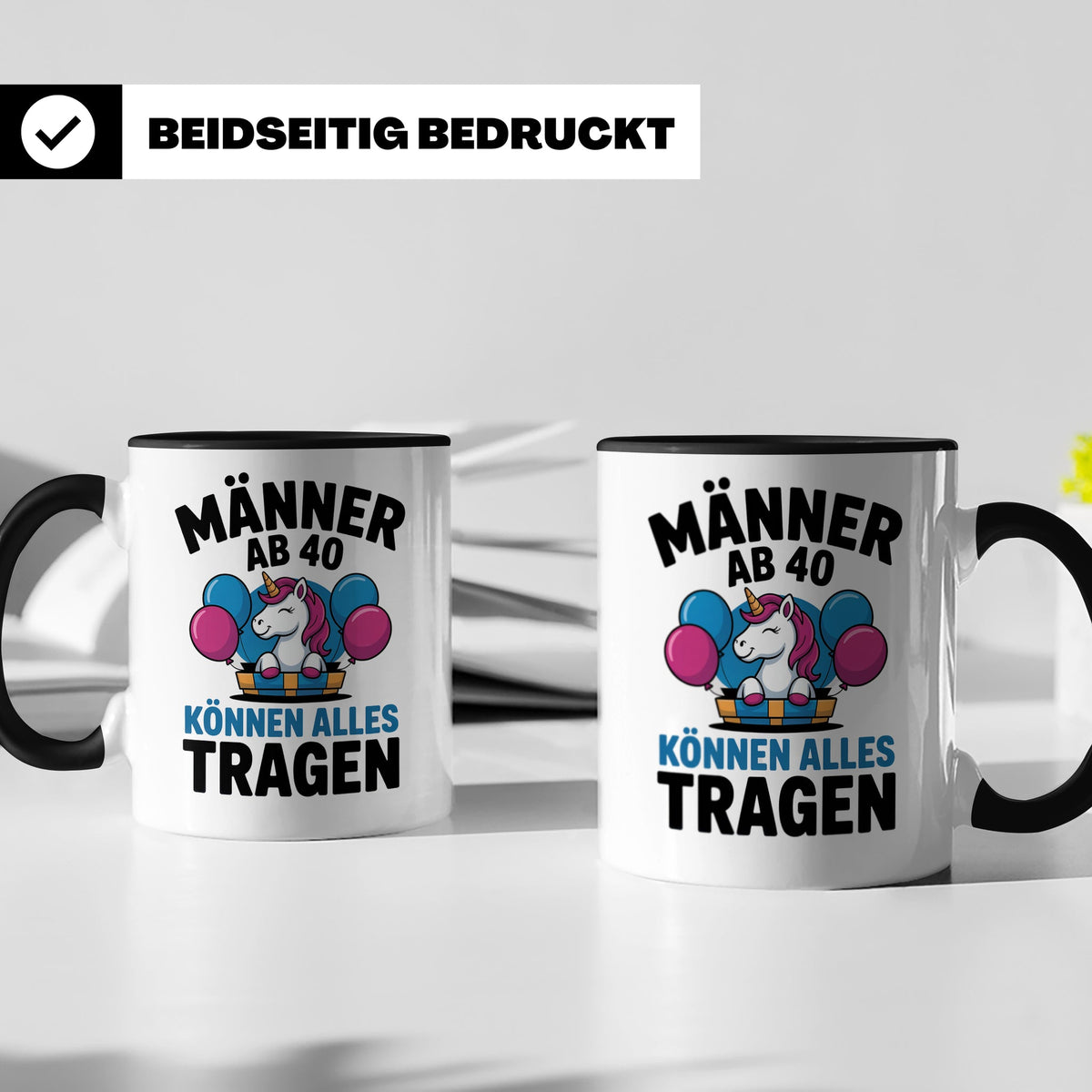 Männer Ab 40 Einhorn Tasse - Geburtstag Geschenkidee für Pap – Schwarz [farbe:schwarz]