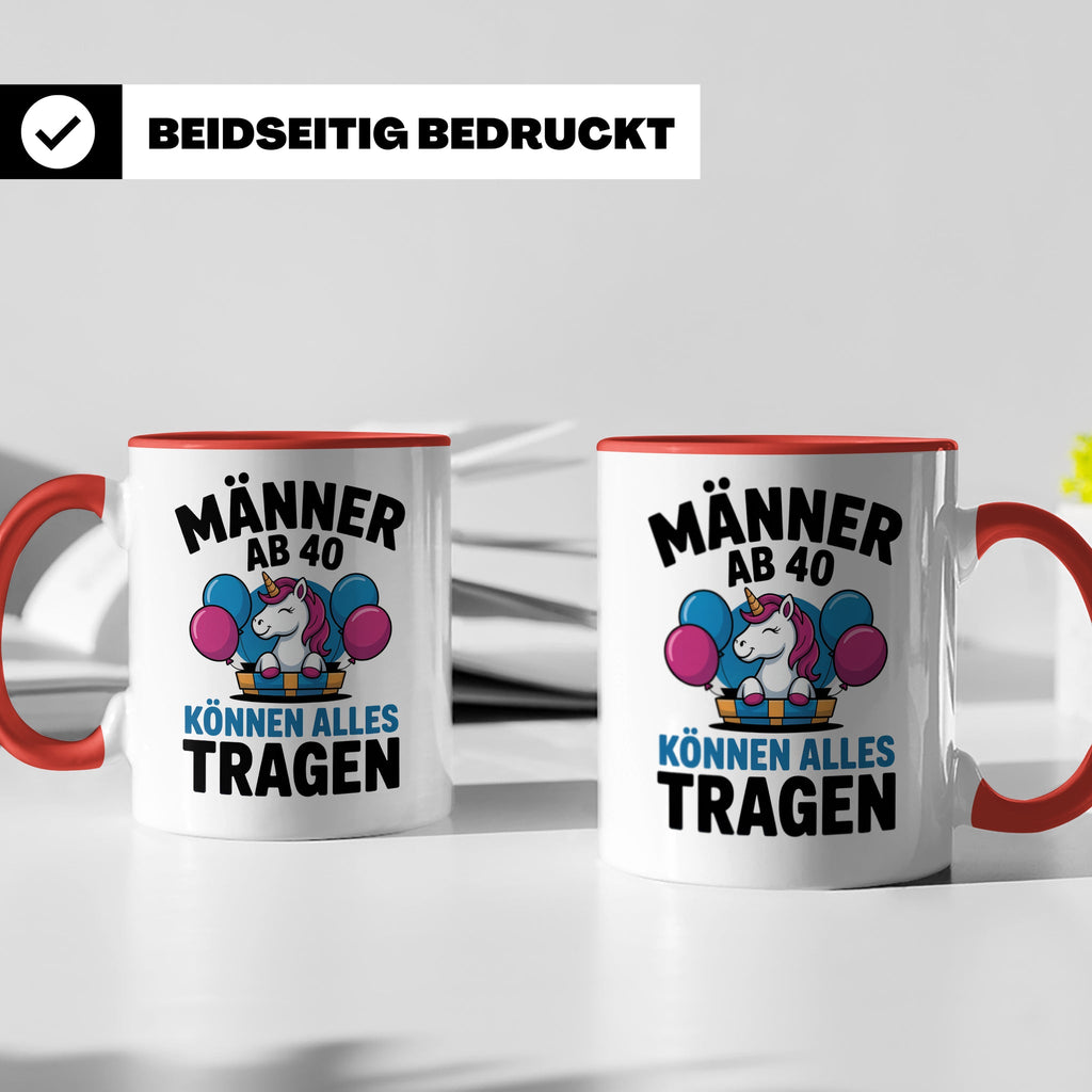 Männer Ab 40 Einhorn Tasse - Geburtstag Geschenkidee für Pap – Rot [farbe:rot]