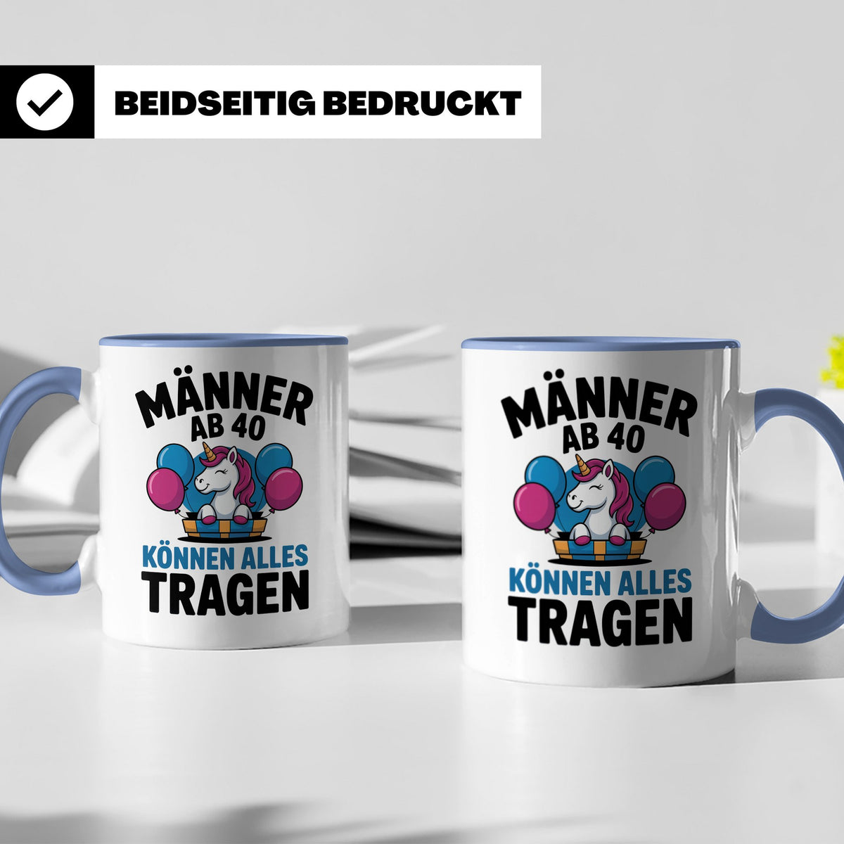 Männer Ab 40 Einhorn Tasse - Geburtstag Geschenkidee für Pap – Blau [farbe:blau]