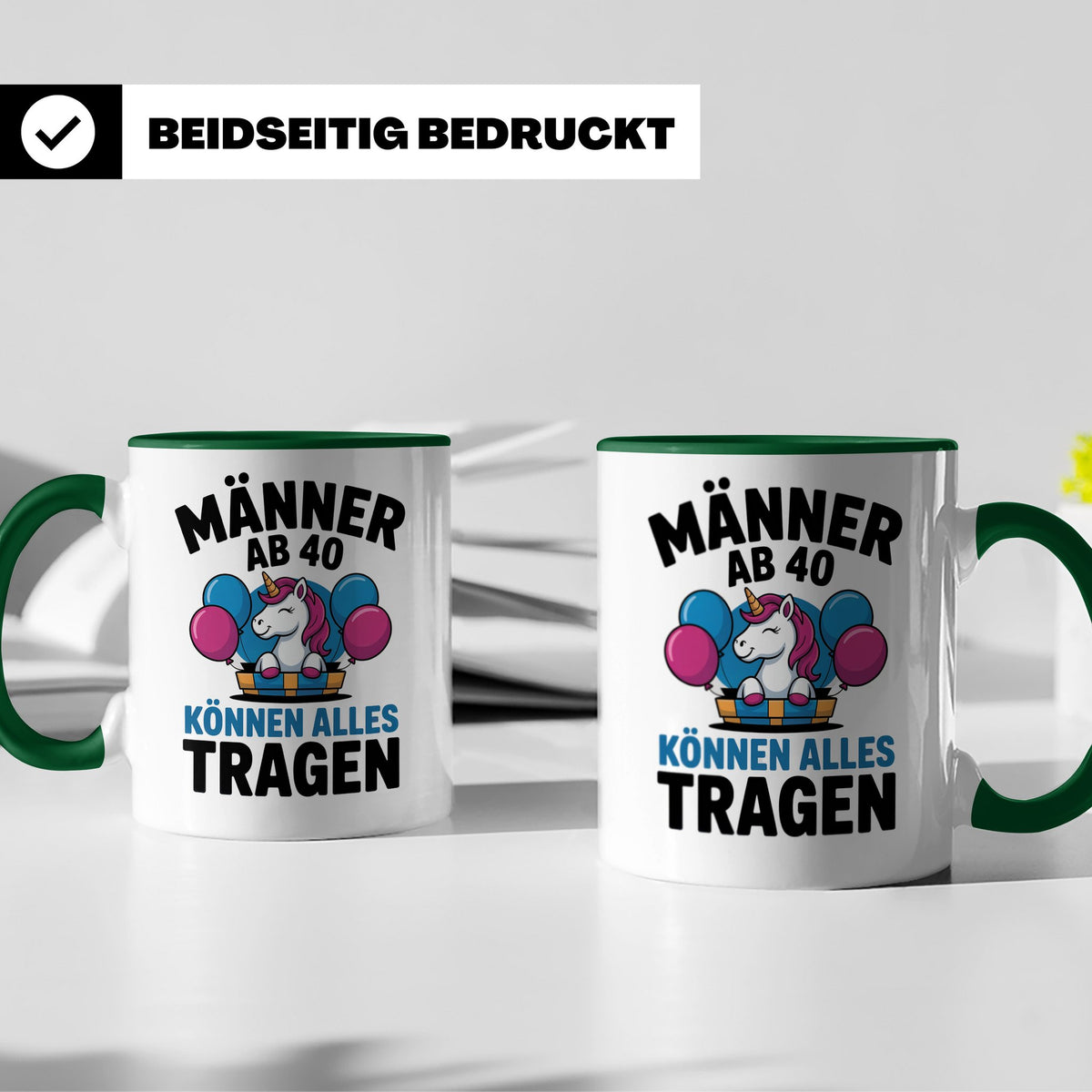 Männer Ab 40 Einhorn Tasse - Geburtstag Geschenkidee für Pap – Grün [farbe:grün]