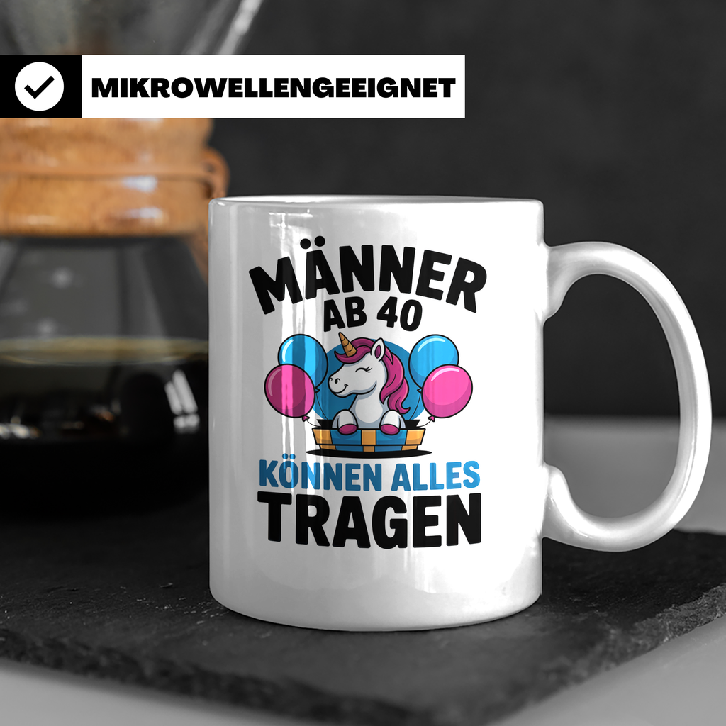 Männer Ab 40 Einhorn Tasse - Geburtstag Geschenkidee für Pap – Weiß [farbe:weiß]