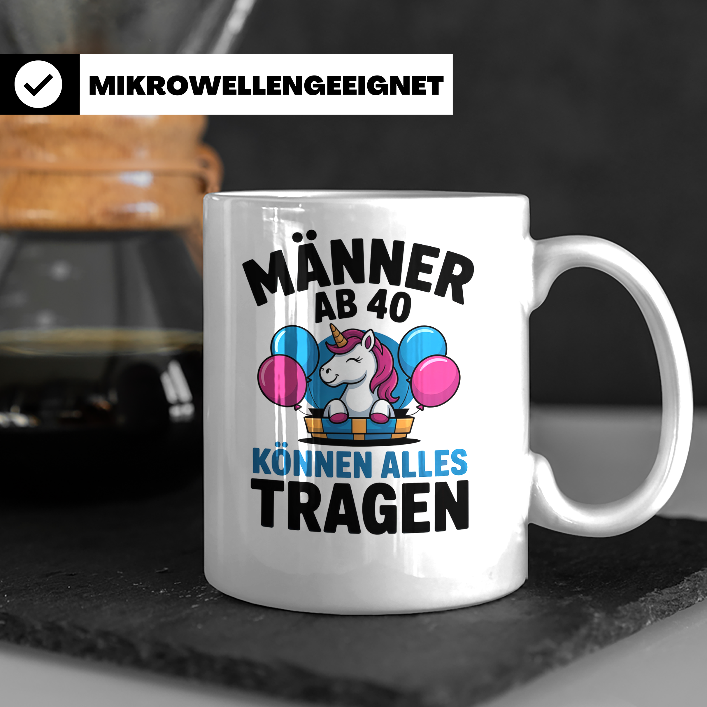 Männer Ab 40 Einhorn Tasse - Geburtstag Geschenkidee für Pap – Weiß [farbe:weiß]