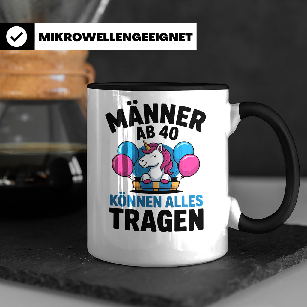 Männer Ab 40 Einhorn Tasse - Geburtstag Geschenkidee für Pap – Schwarz [farbe:schwarz]