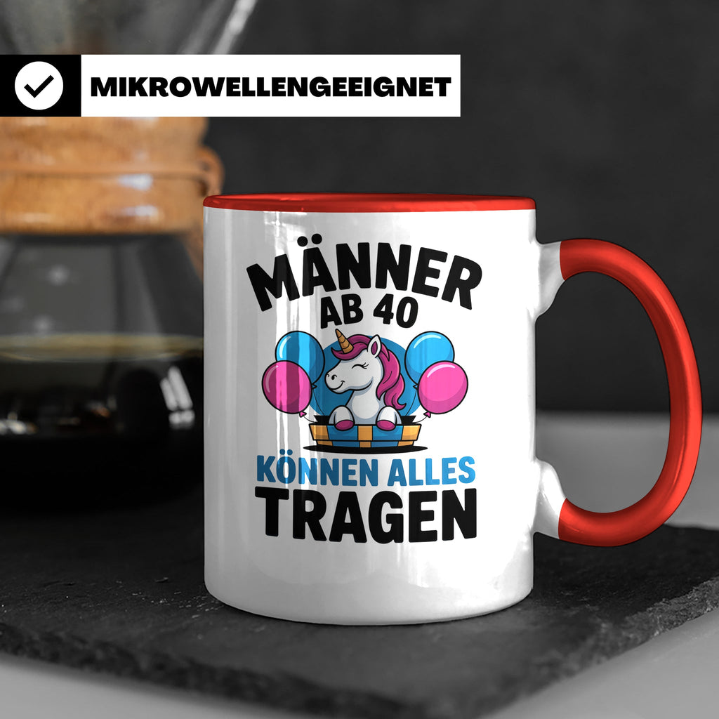 Männer Ab 40 Einhorn Tasse - Geburtstag Geschenkidee für Pap – Rot [farbe:rot]