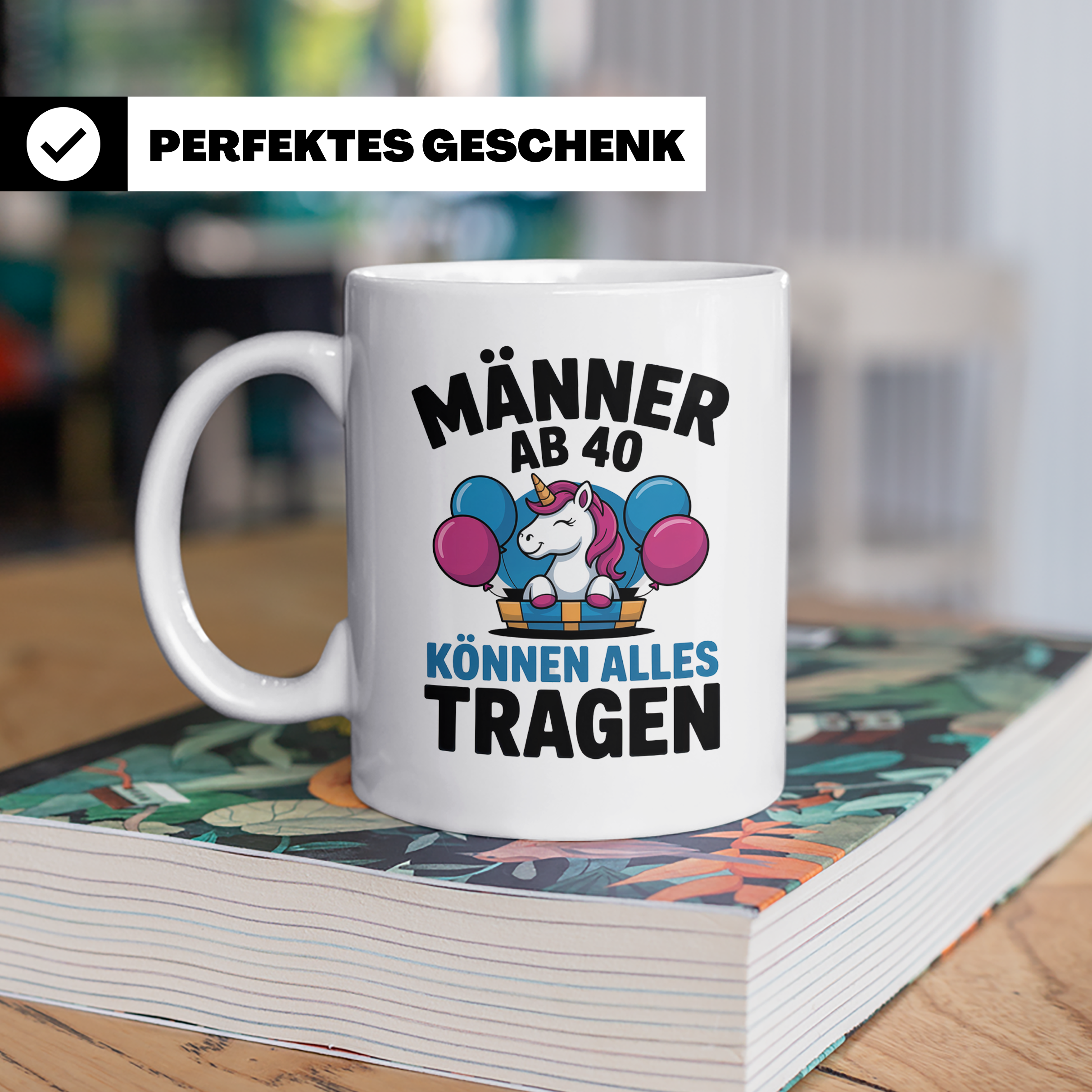 Männer Ab 40 Einhorn Tasse - Geburtstag Geschenkidee für Pap – Weiß [farbe:weiß]