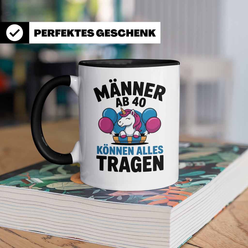 Männer Ab 40 Einhorn Tasse - Geburtstag Geschenkidee für Pap – Schwarz [farbe:schwarz]