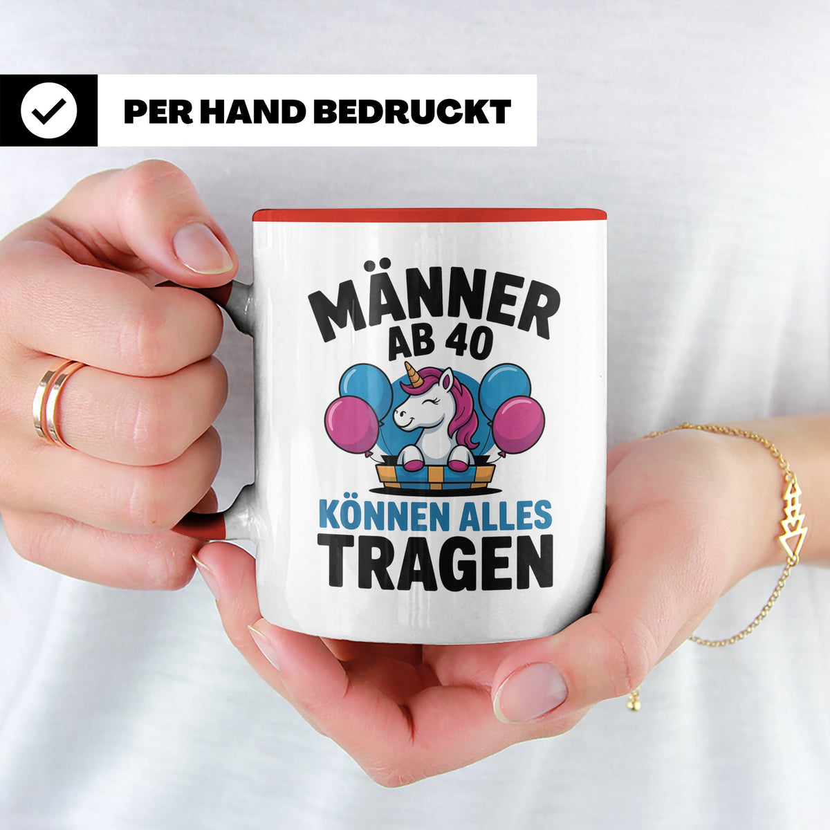 Männer Ab 40 Einhorn Tasse - Geburtstag Geschenkidee für Pap – Rot [farbe:rot]