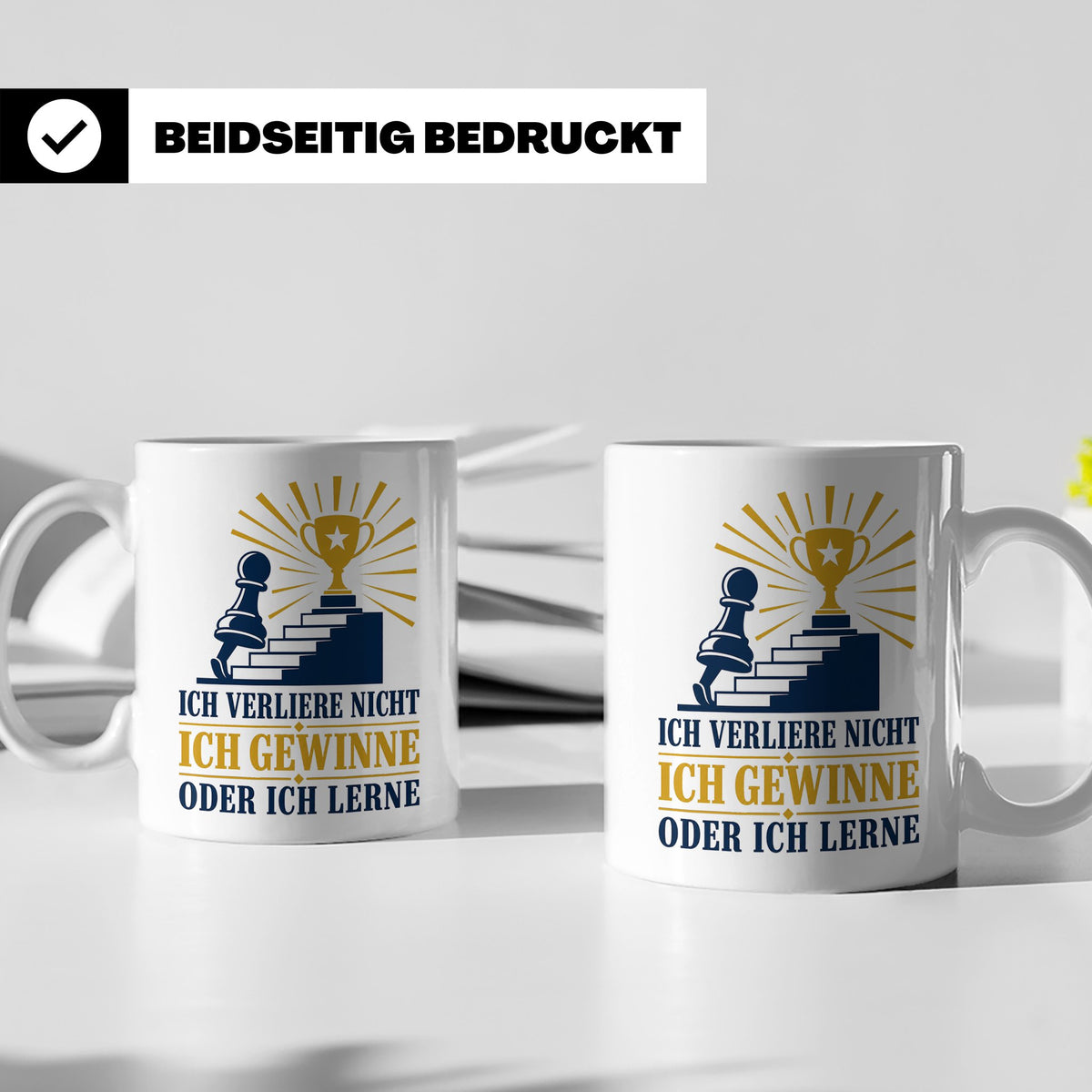 Schach Tasse Ich verliere nicht - gewinne oder lerne - Motiv – Weiß [farbe:weiß]