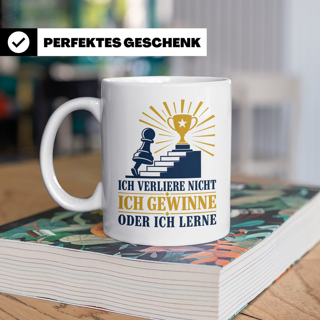Schach Tasse Ich verliere nicht - gewinne oder lerne - Motiv – Weiß [farbe:weiß]