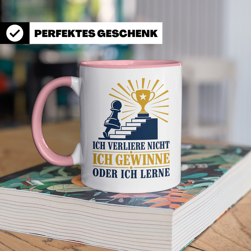 Schach Tasse Ich verliere nicht - gewinne oder lerne - Motiv – Rosa [farbe:rosa]