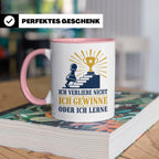 Schach Tasse Ich verliere nicht - gewinne oder lerne - Motiv – Rosa [farbe:rosa]