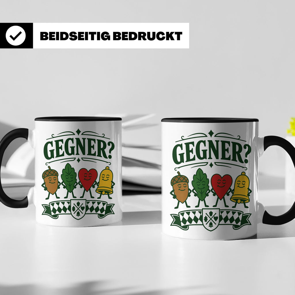 Schafkopf Tasse Gegner - Lustiges Geschenk für Schafkopfer K – Schwarz [farbe:schwarz]