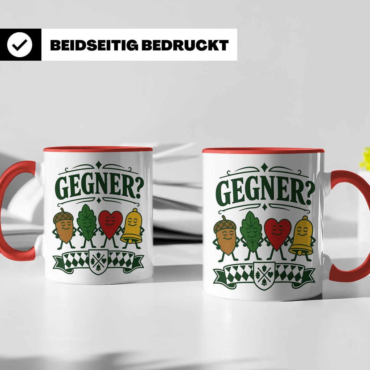 Schafkopf Tasse Gegner - Lustiges Geschenk für Schafkopfer K – Rot [farbe:rot]