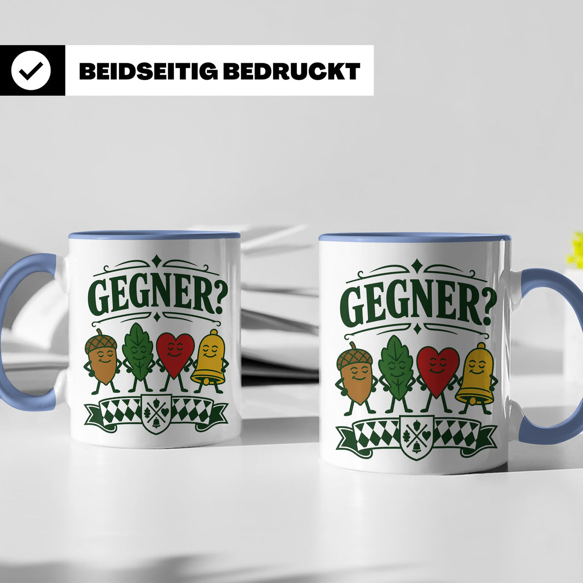 Schafkopf Tasse Gegner - Lustiges Geschenk für Schafkopfer K – Blau [farbe:blau]