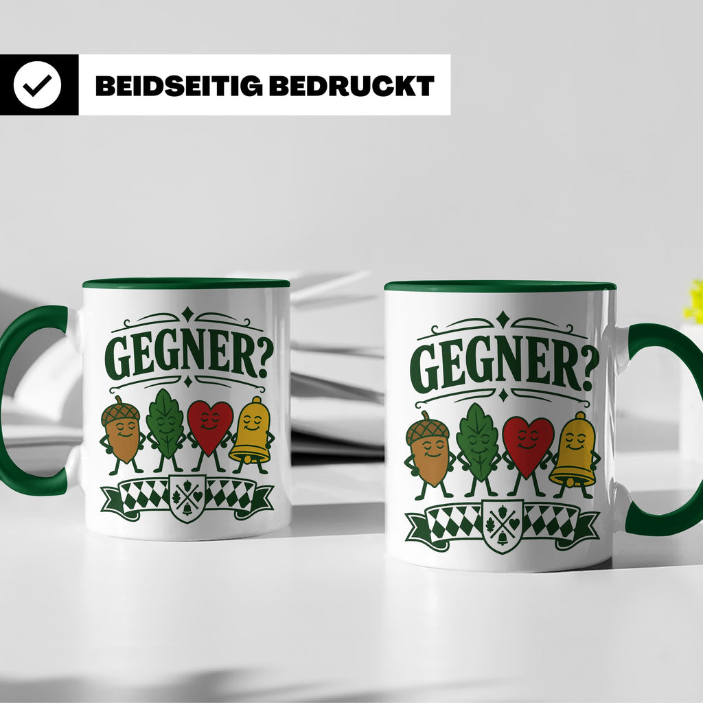 Schafkopf Tasse Gegner - Lustiges Geschenk für Schafkopfer K – Grün [farbe:grün]