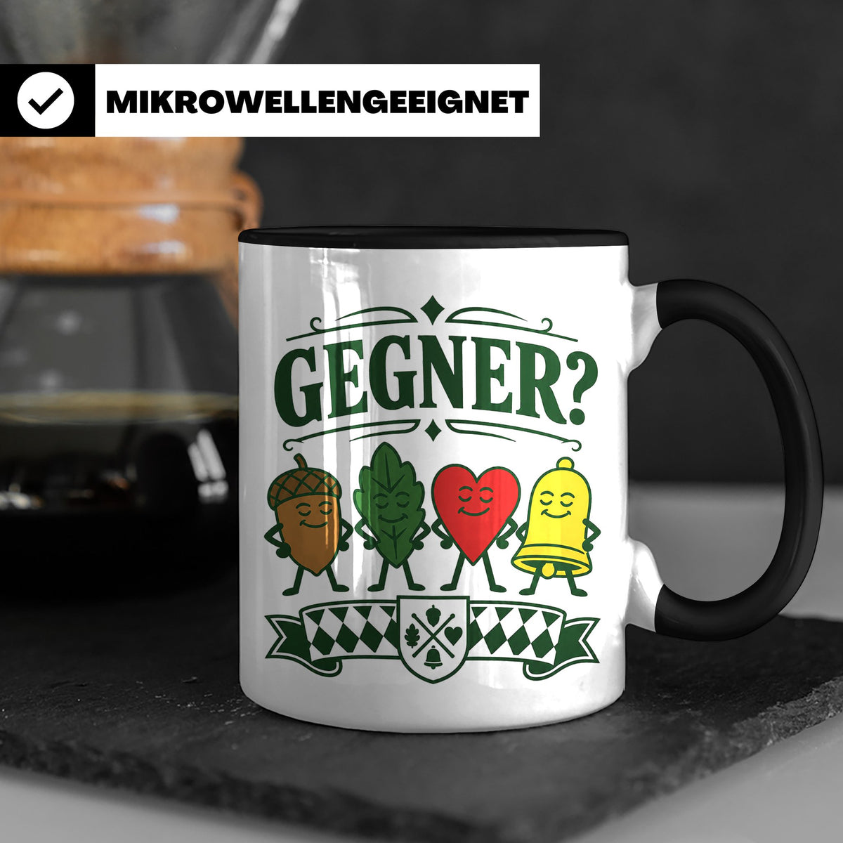 Schafkopf Tasse Gegner - Lustiges Geschenk für Schafkopfer K – Schwarz [farbe:schwarz]