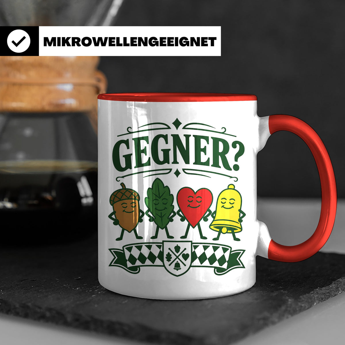 Schafkopf Tasse Gegner - Lustiges Geschenk für Schafkopfer K – Rot [farbe:rot]