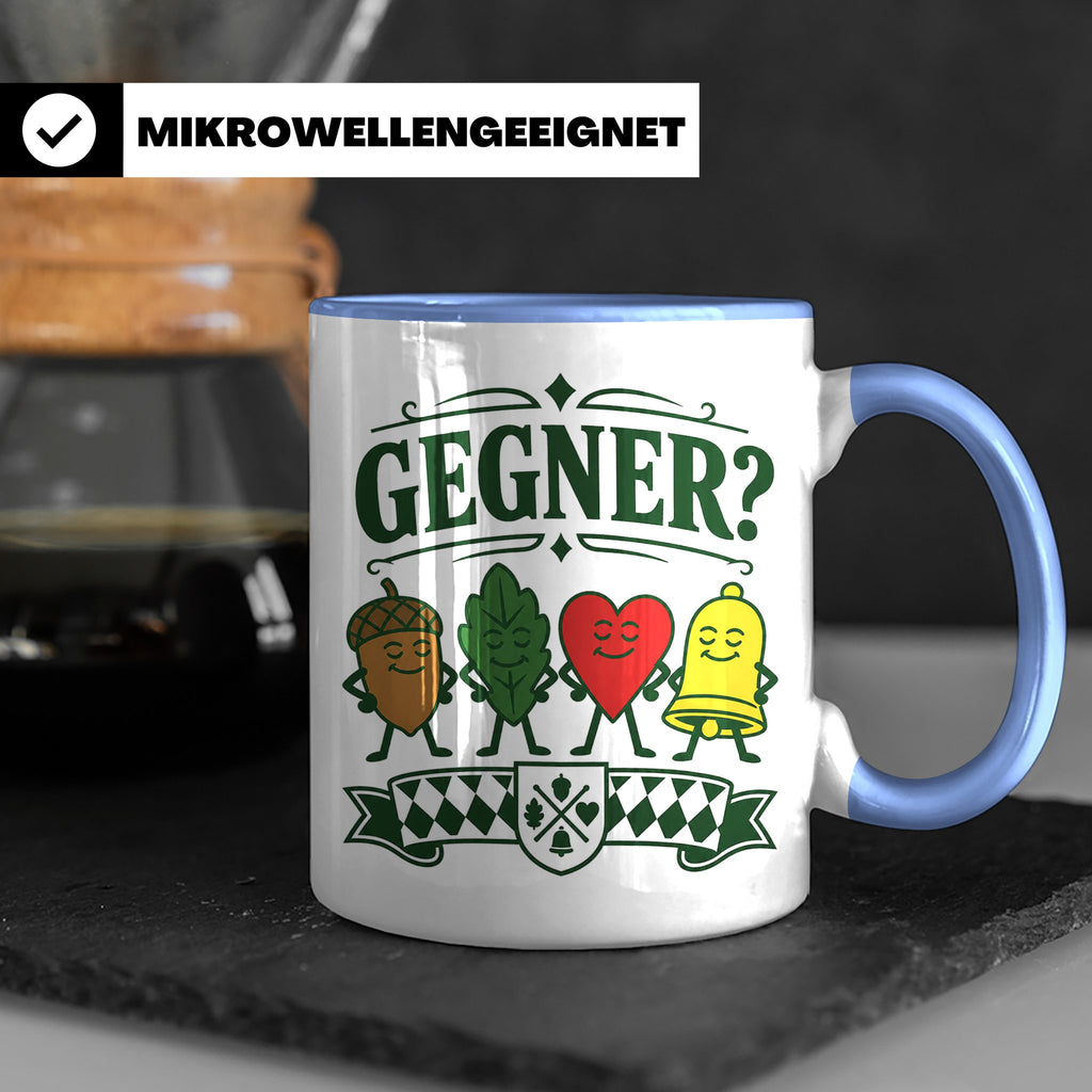 Schafkopf Tasse Gegner - Lustiges Geschenk für Schafkopfer K – Blau [farbe:blau]